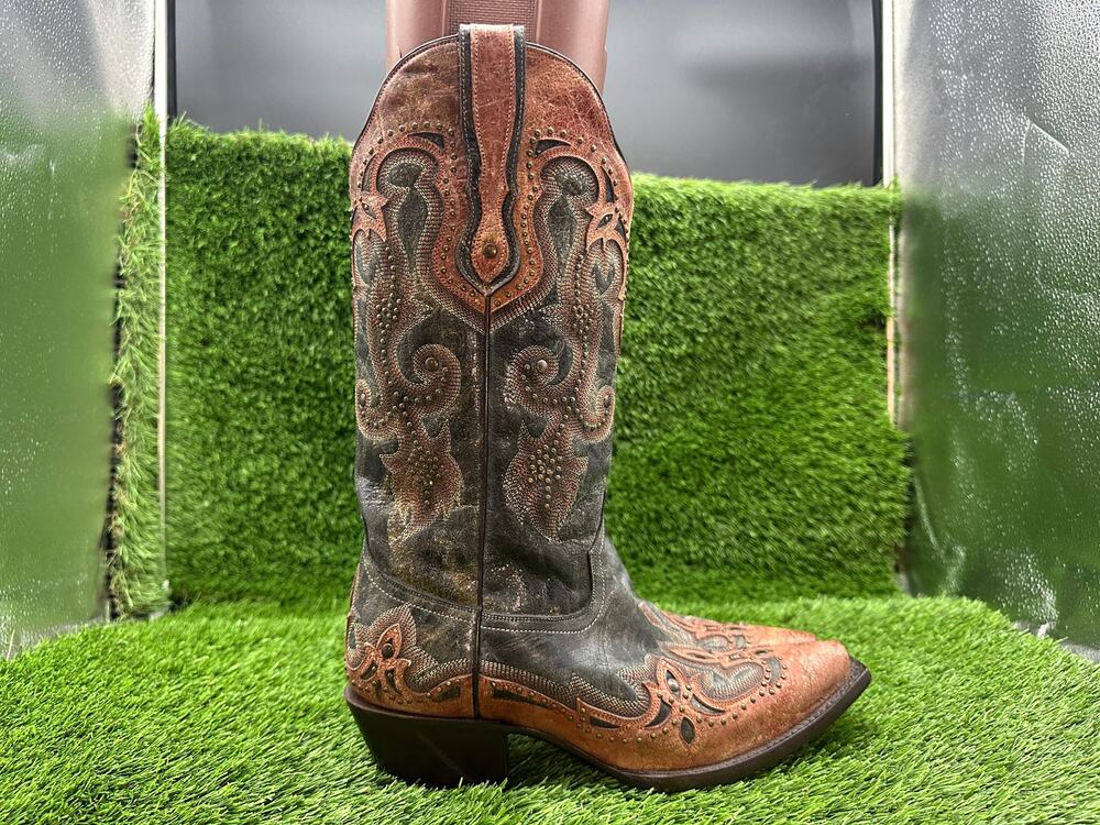 Corral Western Boot Women's 8.5M Brown Leather Studded Mid-Calf Cowgirl Ranch